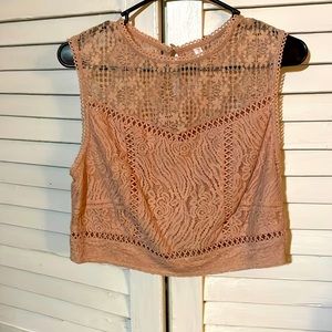 Pink lace crop top